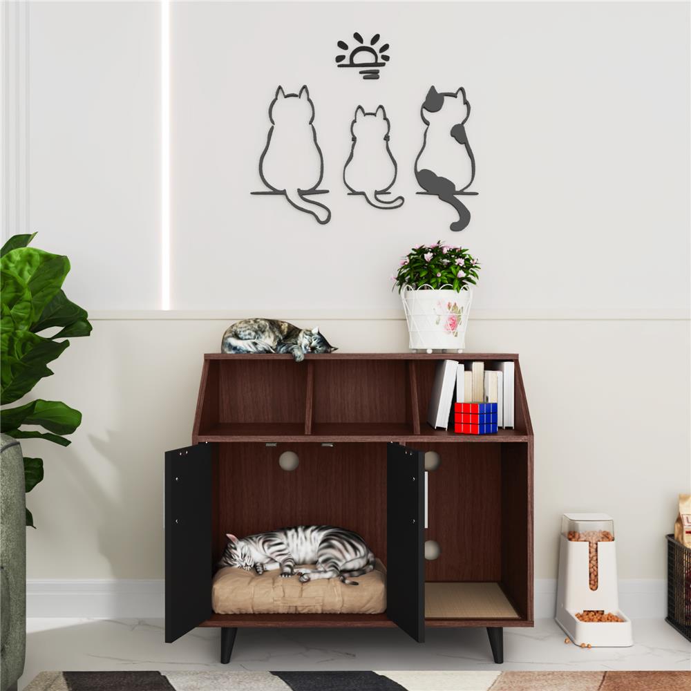 ตู้เตี้ย บานผสม TOMATO CATZ TC-CC-AC-01 84 ซม. สีวอลนัท