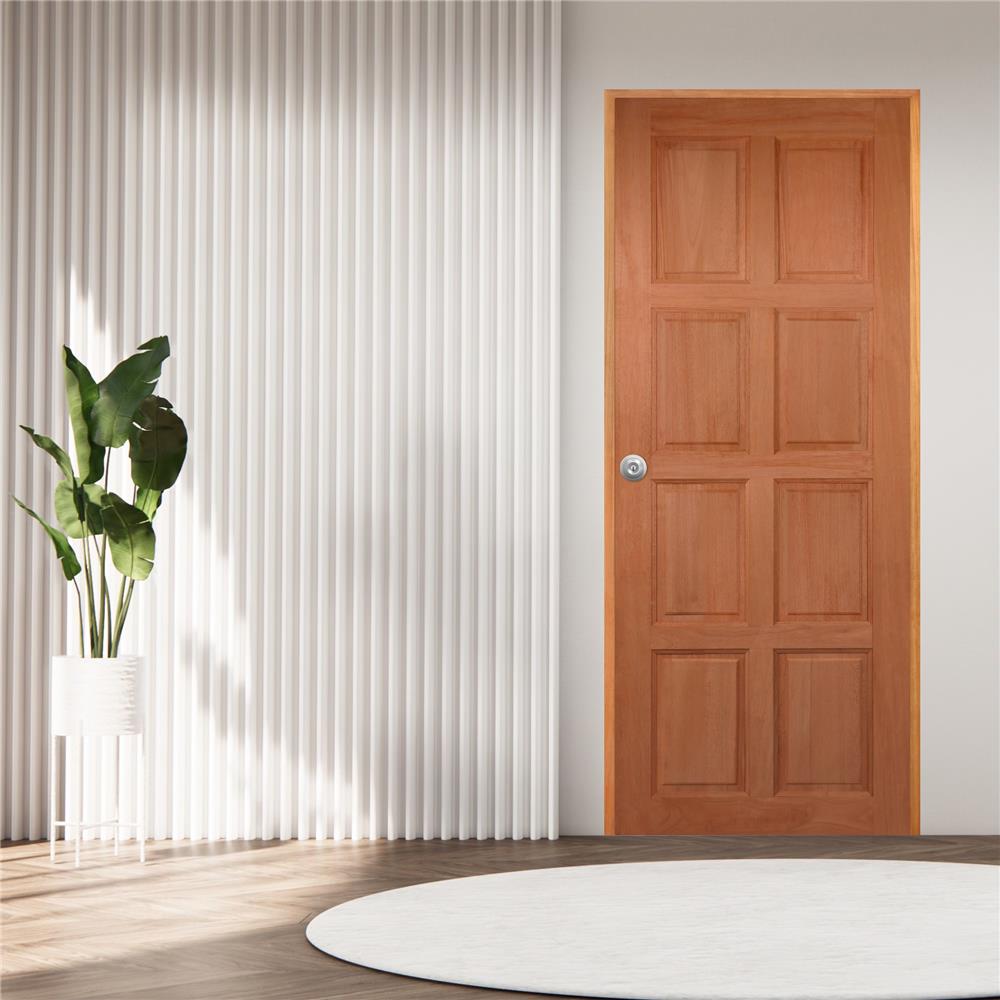 ประตูไม้เบญจพรรณ ไม่เจาะลูกบิด VK 8 ฟัก VK281 70x200 ซม. สีธรรมชาติ