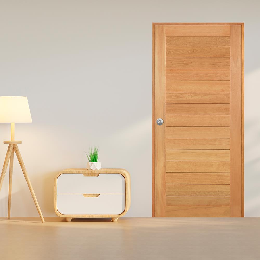 ประตูไม้สยาแดง ไม่เจาะลูกบิด VK โมเดิร์น VK128 100x200 ซม. สีธรรมชาติ