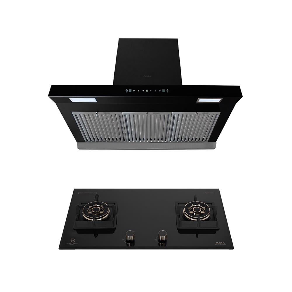 เตาฝัง+เครื่องดูดควัน AXIA BOTTEGA78-2G+C-BLACK90