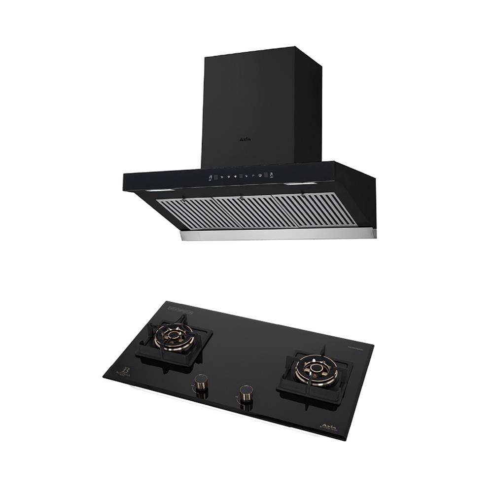 เตาฝัง+เครื่องดูดควัน AXIA BOTTEGA78-2G+C-BLACK90