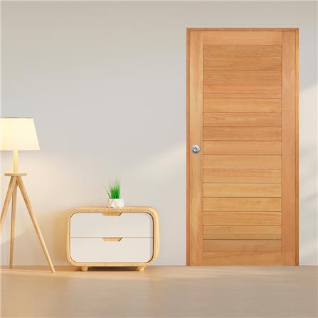 ประตูไม้สยาแดง ไม่เจาะลูกบิด VK โมเดิร์น VK128 90x200 ซม. สีธรรมชาติ_2