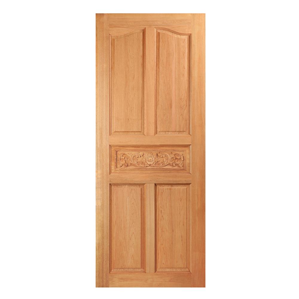 ประตูไม้สยาแดง ไม่เจาะลูกบิด VK 5 ฟักปีกนก VK100 80x200 ซม. สีธรรมชาติ