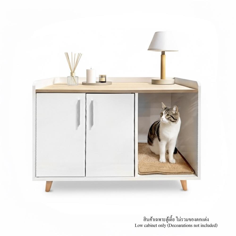 ตู้เตี้ย บานผสม TOMATO CATZ TC-CC-EM-01 84 ซม. สีขาว/โอ๊ค