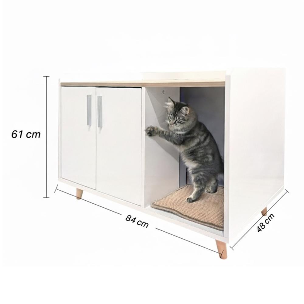 ตู้เตี้ย บานผสม TOMATO CATZ TC-CC-EM-01 84 ซม. สีขาว/โอ๊ค