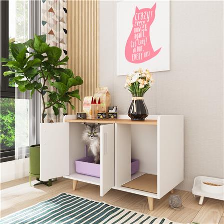 ตู้เตี้ย บานผสม TOMATO CATZ TC-CC-EM-01 84 ซม. สีขาว/โอ๊ค_3