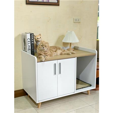 ตู้เตี้ย บานผสม TOMATO CATZ TC-CC-EM-01 84 ซม. สีขาว/โอ๊ค_4