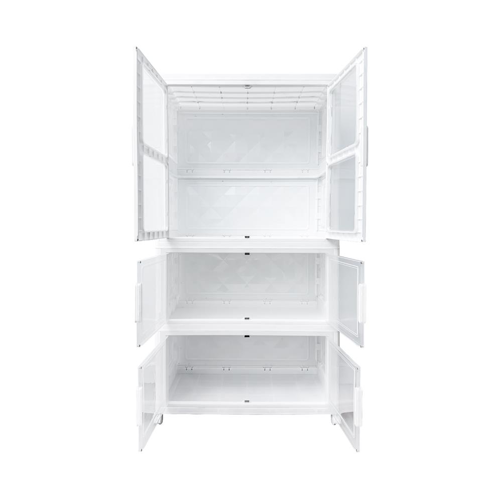 ตู้บานเปิดพับได้ 3 ชั้น มีล้อ STACKO SNOWY 38x73x136 ซม. สีขาว