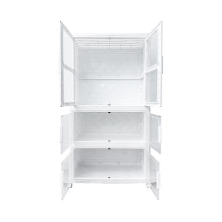 ตู้บานเปิดพับได้ 3 ชั้น มีล้อ STACKO SNOWY 38x73x136 ซม. สีขาว_3