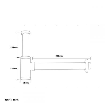 ท่อน้ำทิ้งอ่างล้างหน้ากระปุก RASLAND A1156 30 ซม._5