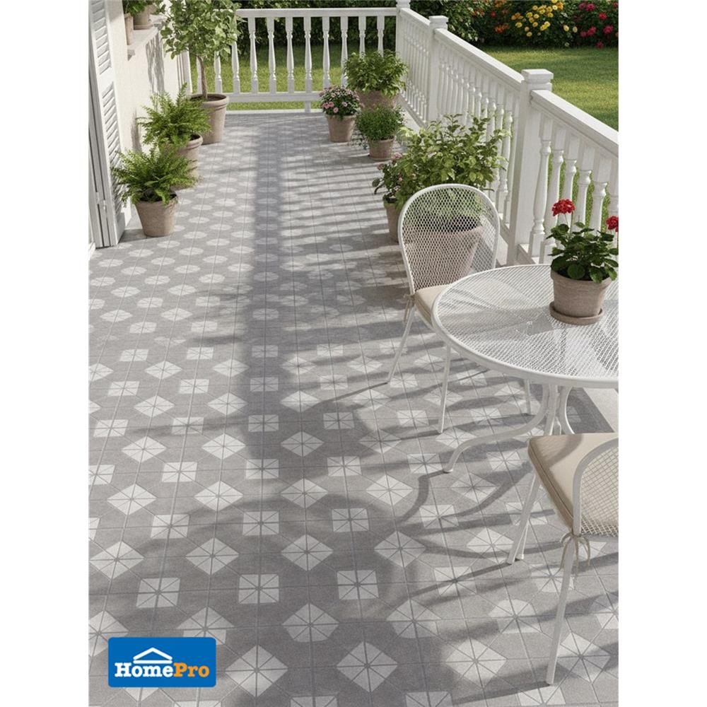 กระเบื้องพื้นพอร์ซเลน 40x40 ซม. TARA มุมไบ สีเทา 0.94 ตร.ม.