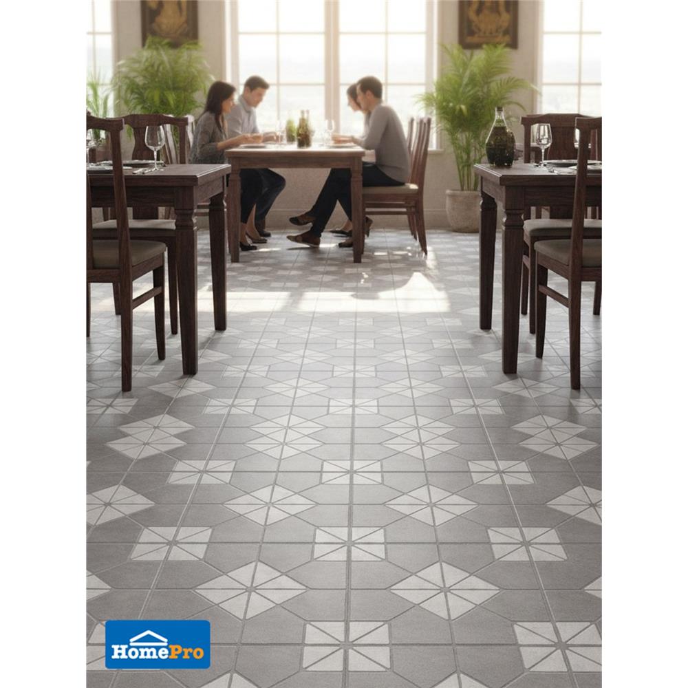 กระเบื้องพื้นพอร์ซเลน 40x40 ซม. TARA มุมไบ สีเทา 0.94 ตร.ม.