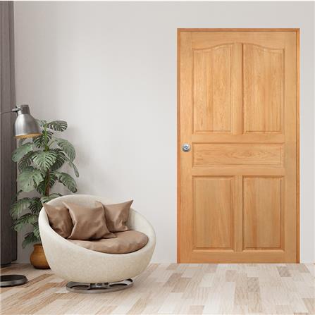 ประตูไม้สยาแดง ไม่เจาะลูกบิด VK 151 5 ฟักปีกนก 100x200 ซม. สีธรรมชาติ_2