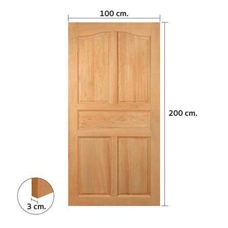 ประตูไม้สยาแดง ไม่เจาะลูกบิด VK 151 5 ฟักปีกนก 100x200 ซม. สีธรรมชาติ_3