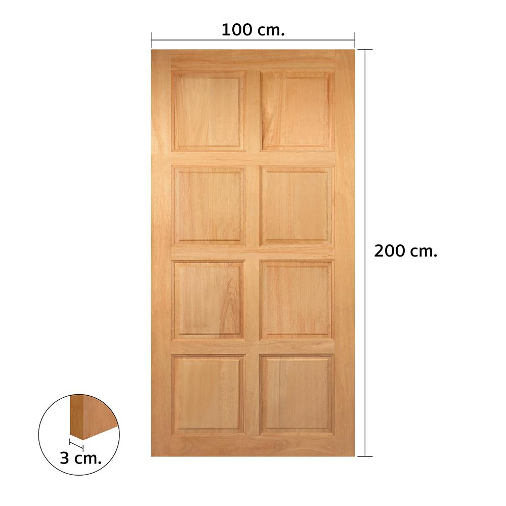 ประตูไม้สยาแดง ไม่เจาะลูกบิด VK 181 8 ฟัก 100x200 ซม. สีธรรมชาติ