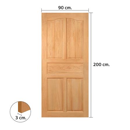 ประตูไม้สยาแดง ไม่เจาะลูกบิด VK 151 5 ฟักปีกนก 90x200 ซม. สีธรรมชาติ_3