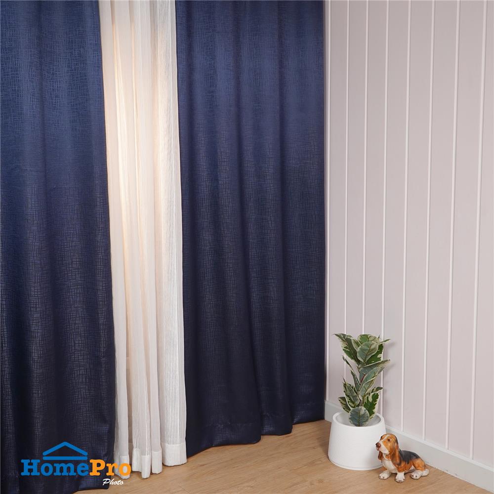 ผ้าม่าน EYELET HOME LIVING STYLE GRID UV 130x220 ซม. สีน้ำเงิน