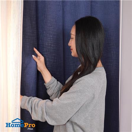 ผ้าม่าน EYELET HOME LIVING STYLE GRID UV 130x220 ซม. สีน้ำเงิน_5