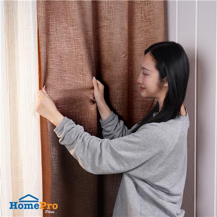 ผ้าม่าน EYELET HOME LIVING STYLE GRID UV 130x220 ซม. สีน้ำตาล_3