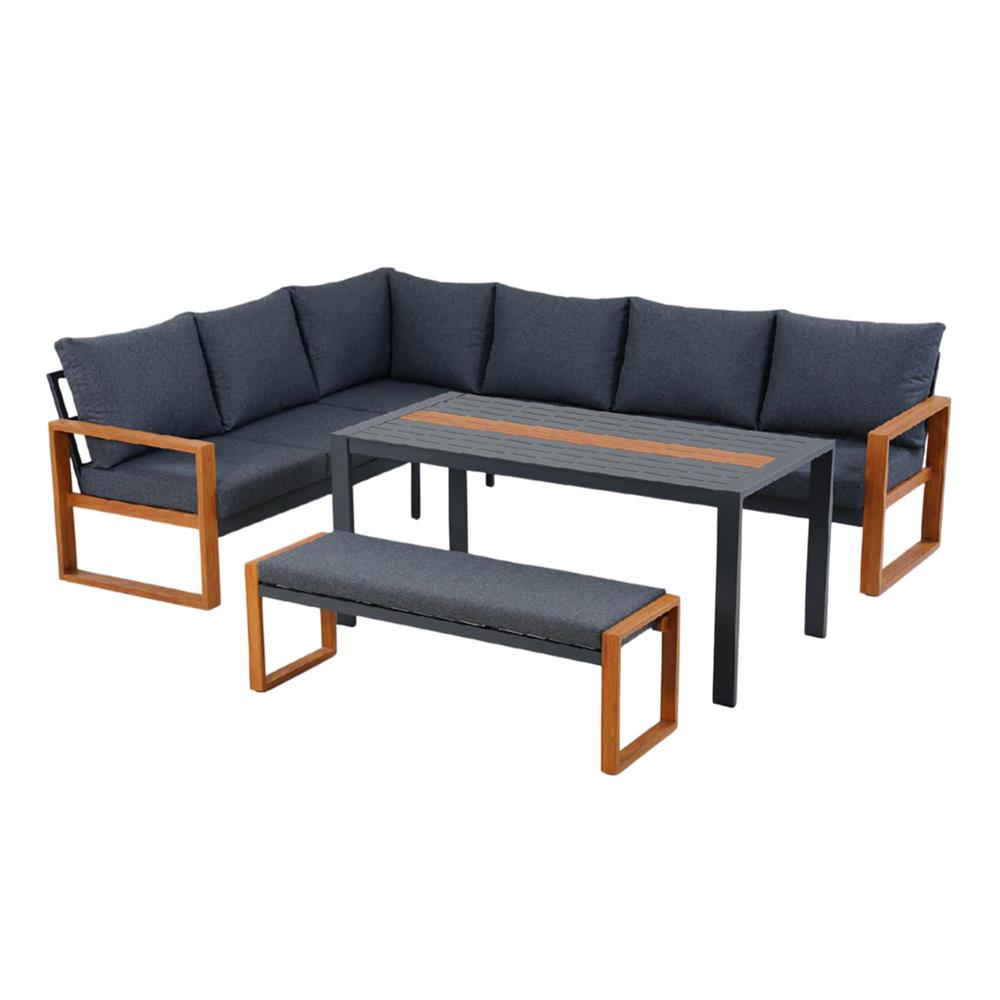 ชุดโซฟาสนาม 7 ที่นั่ง SPRING CINDY สีเทา/น้ำตาล