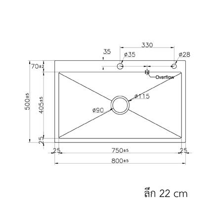 ซิงค์ฝัง 1 หลุม S-FLO NL0100 SF-21 8050BL สีดำ_5