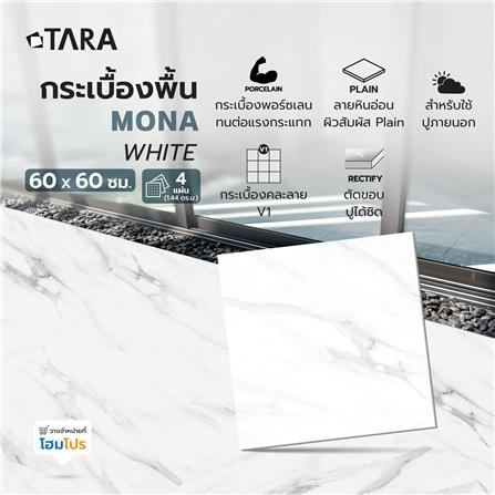 กระเบื้องพื้นพอร์ซเลน 60x60 ซม. TARA โมน่า แมท ขาว A 1.44 ตร.ม._2