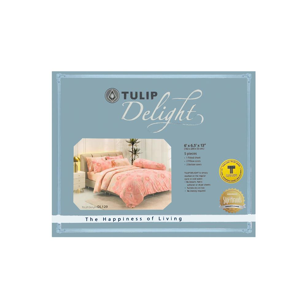 ชุดผ้าปูที่นอน 6 ฟุต (ชุด 5 ชิ้น) TULIP DELIGHT 60012-DL129