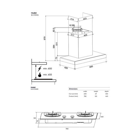 เตาฝัง+เครื่องดูดควัน ELECTROLUX EHG7202BE+ECC9310S_8