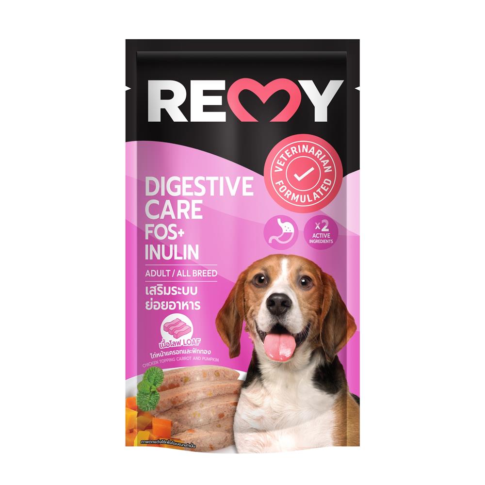 อาหารเปียกสุนัข REMY CHICKEN TOPPING CARROT AND PUMPKIN สูตรเสริมระบบย่อยอาหาร 720 ก.