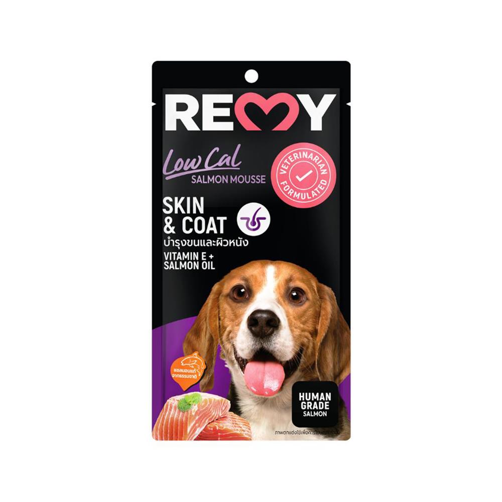 ขนมสุนัข REMY SALMON MOUSSE สูตรบำรุงขนและผิวหนัง (แพ็ก 4 ซอง)