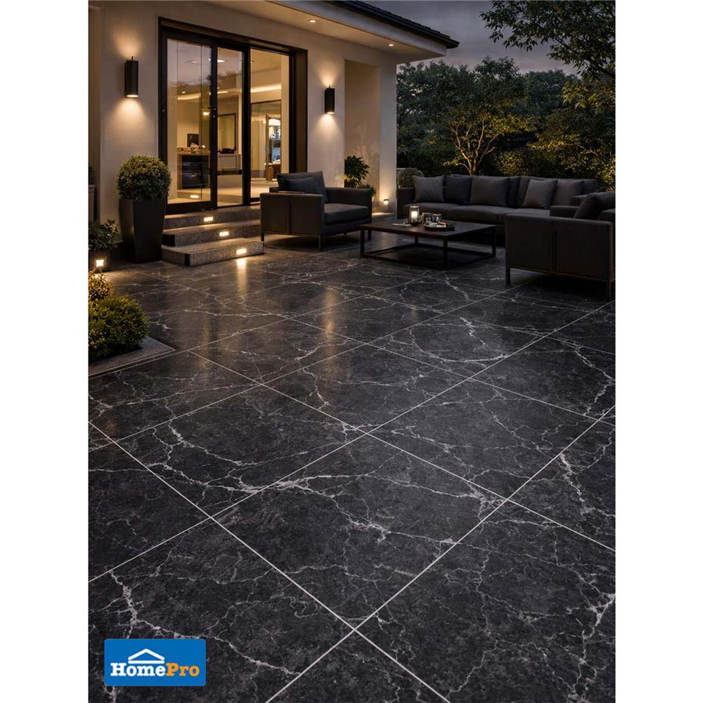 กระเบื้องพื้น 60x60 ซม. TARA ซิลเวอร์ ร็อค ดำ PM 1.44 ตร.ม.