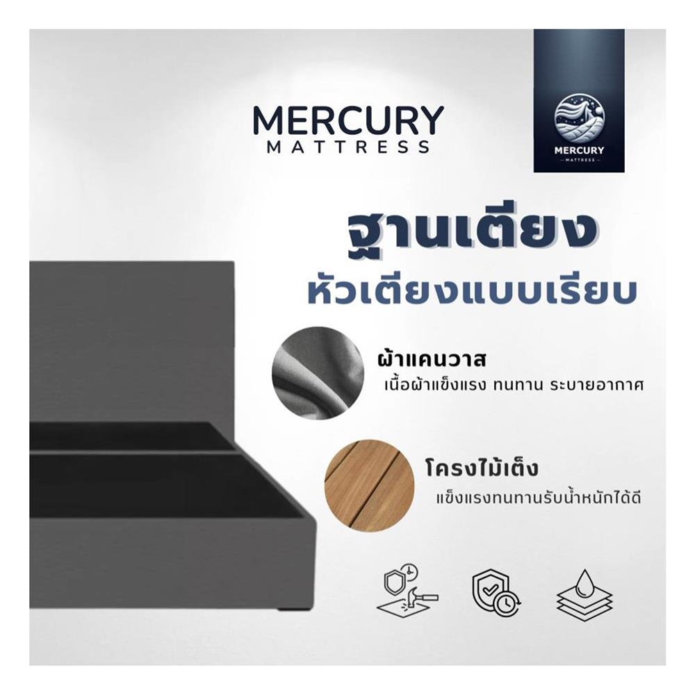 ฐานรองหัวเตียง 6 ฟุต MERCURY MATTRESS GINKO สี DARK GREY