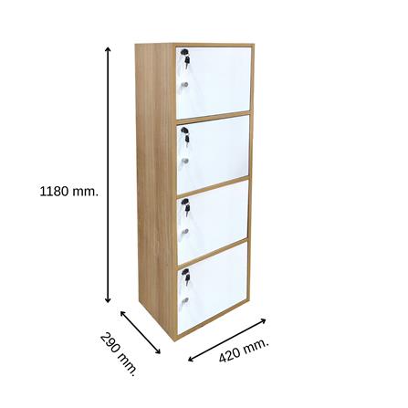 ตู้ล็อคเกอร์ 4 ช่อง FURDINI KEPT สี NATURE OAK/ขาว_5