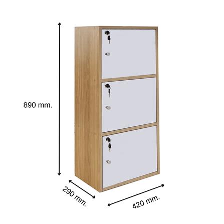 ตู้ล็อคเกอร์ 3 ช่อง FURDINI KEPT สี NATURE OAK/ขาว_5