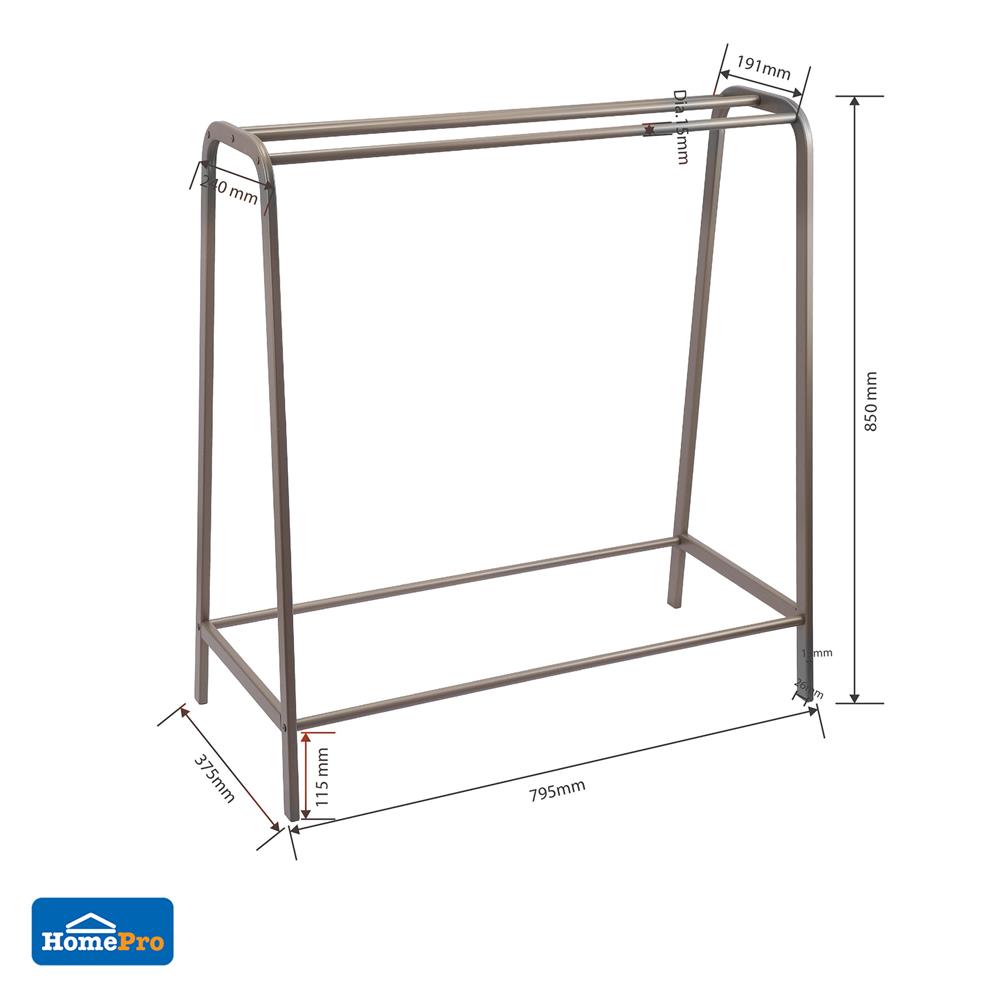 ราวพาดผ้าอะลูมิเนียม 3 เส้น PLIM MONACO สี TAUPE