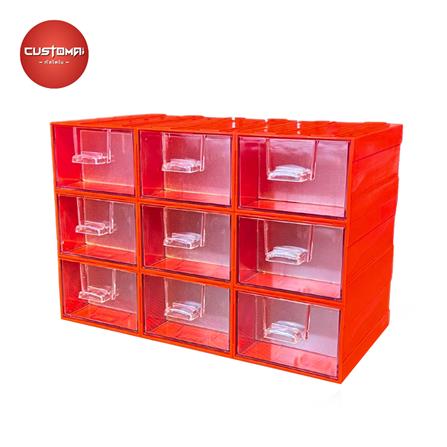 กล่องเก็บอุปกรณ์ CUSTOMAI 9 ช่อง สีแดง