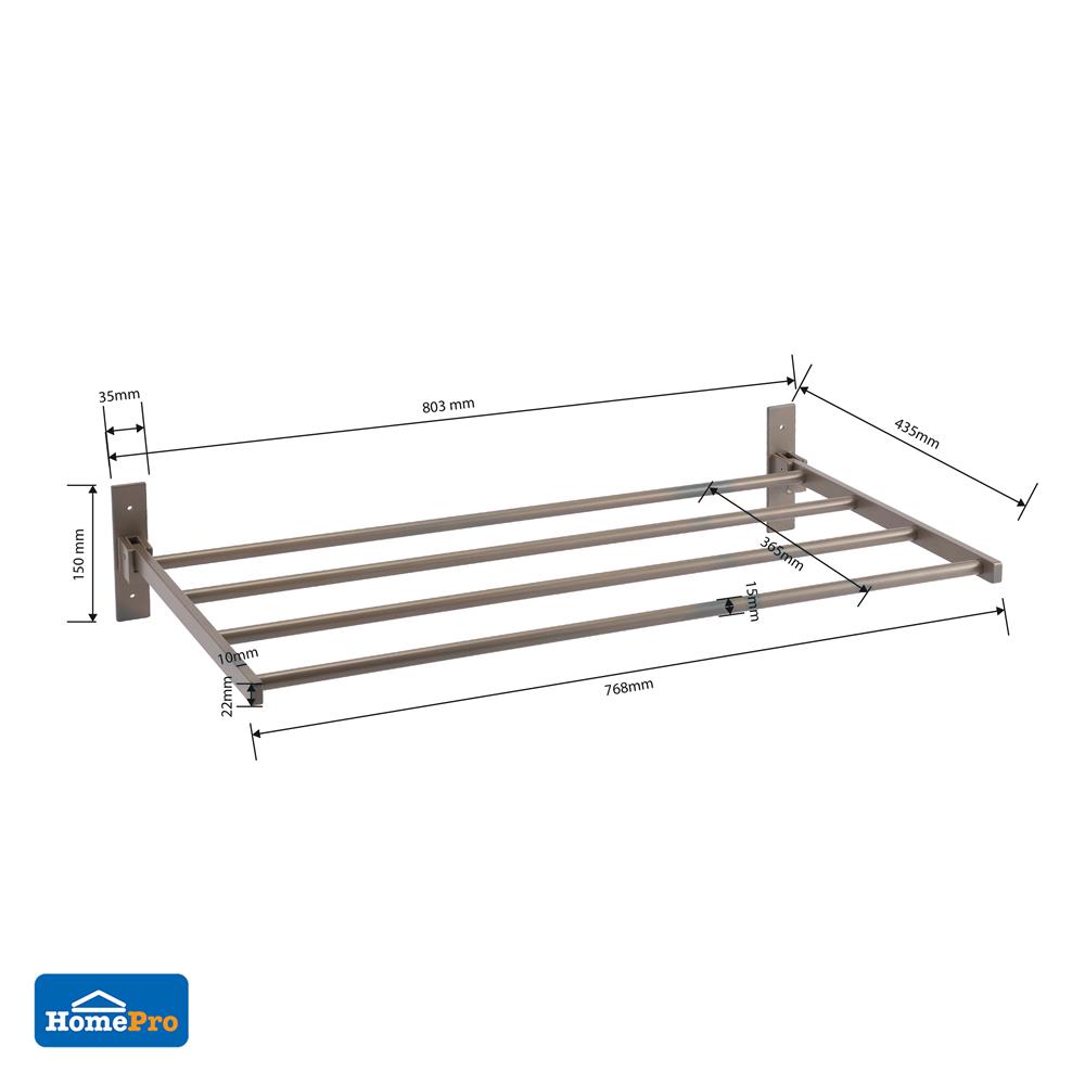 ราวติดผนังอะลูมิเนียม 4 เส้น 80.3 ซม. PLIM MONACO สี TAUPE