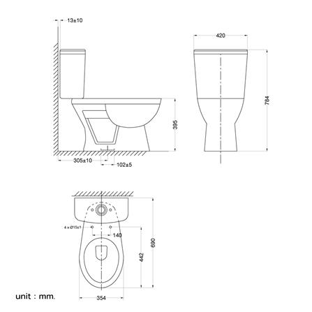 สุขภัณฑ์ 2 ชิ้น HAFELE 495.61.488 3/4.8 ลิตร สีขาว_4