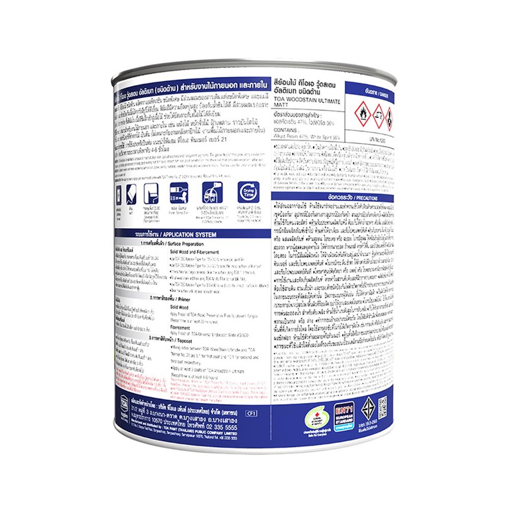 สีย้อมไม้ ชนิดด้าน TOA WOODSTAIN ULTIMATE UM99 สีใส 1 แกลลอน