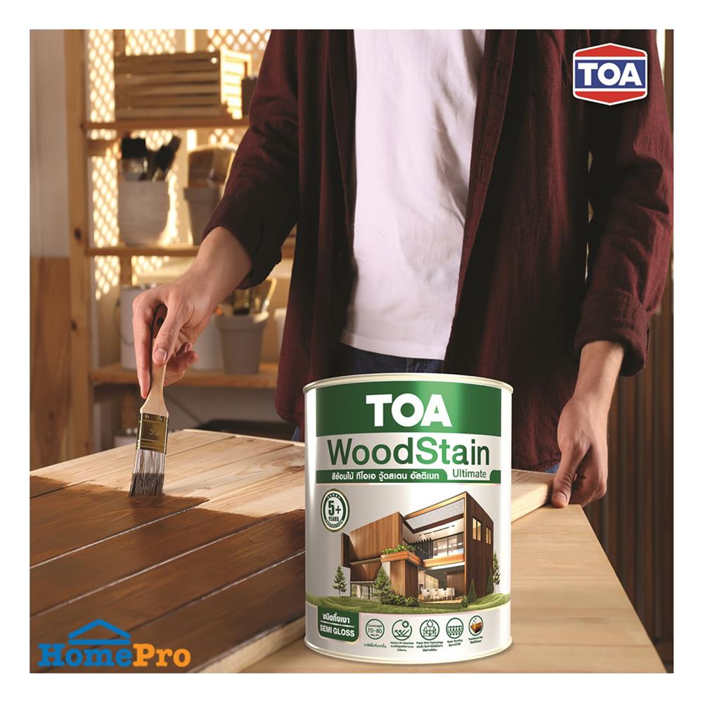 สีย้อมไม้ ชนิดกึ่งเงา TOA WOODSTAIN ULTIMATE US99 สีเงาใส 1 แกลลอน