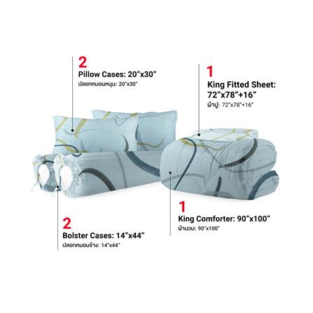 ชุดผ้าปูที่นอน 6 ฟุต (ชุด 6 ชิ้น) FROLINA ONDARA CBDF011_2