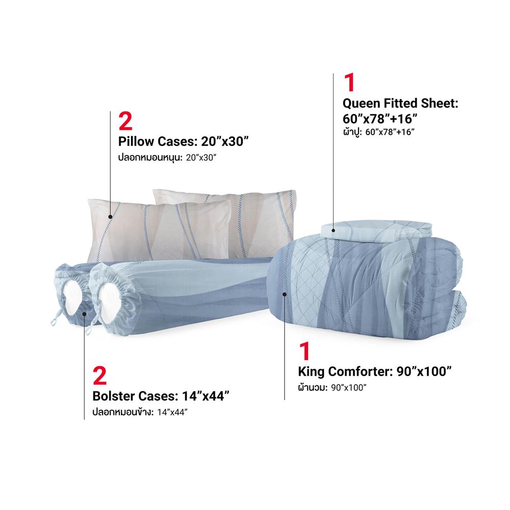 ชุดผ้าปูที่นอน 5 ฟุต (ชุด 6 ชิ้น) FROLINA CAEROLA CBDF012