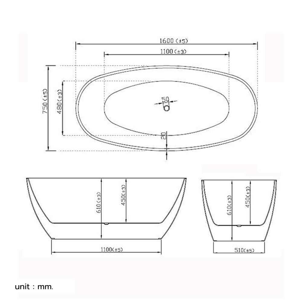 อ่างอาบน้ำ NOVABATH NVB-BT-A214N 160 ซม. สีขาว