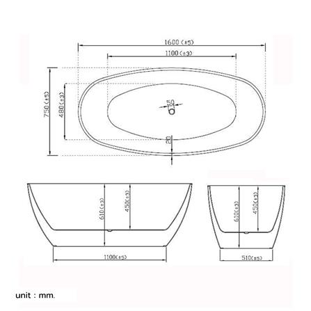 อ่างอาบน้ำ NOVABATH NVB-BT-A214N 160 ซม. สีขาว_1