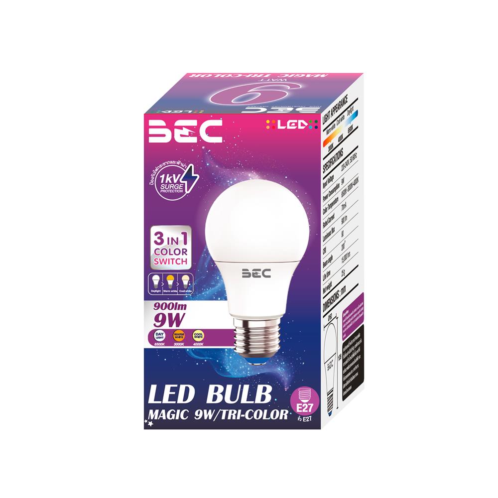 หลอด LED ฺBEC BULB MAGIC 3IN1 9 วัตต์ DAYLIGHT/COOL WHITE/WARM WHITE E27
