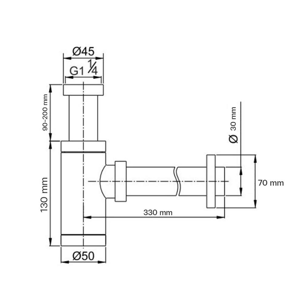 ท่อน้ำทิ้งอ่างล้างหน้ากระปุก DMG GL-5339 30 ซม.