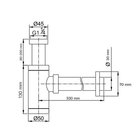 ท่อน้ำทิ้งอ่างล้างหน้ากระปุก DMG GL-5339 30 ซม._2