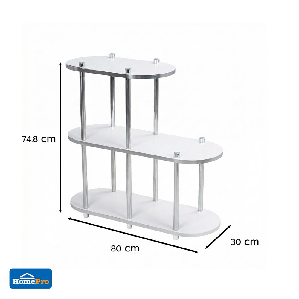 ชั้นวางของ 3 ชั้น FURDINI BENDLY 80 ซม. สีขาว/วอลนัท