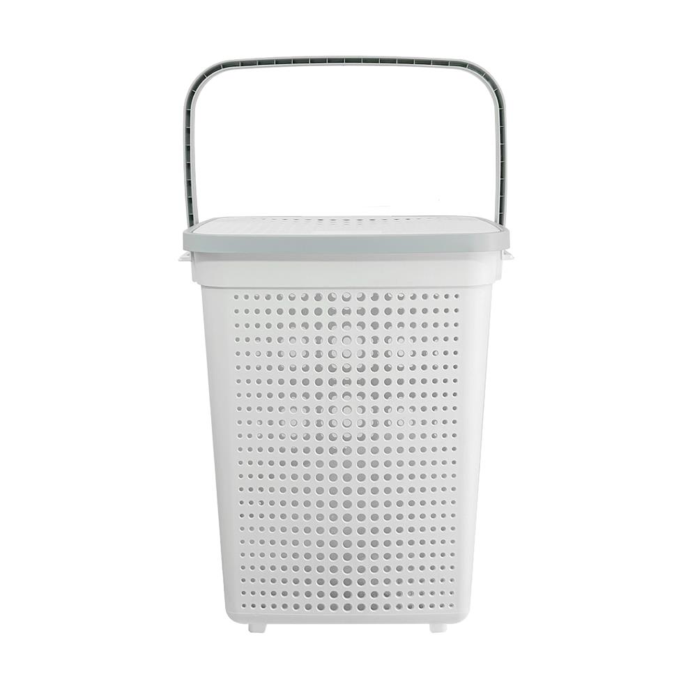 ตะกร้าผ้าล้อลากมีฝา PLIM BUBBLE HH-1226L สีขาว