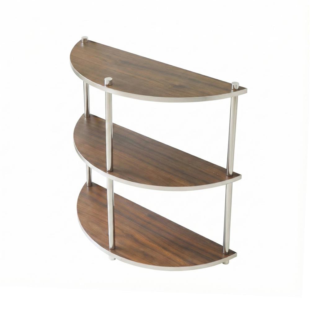 ชั้นวางของครึ่งวงกลม 3 ชั้น FURDINI BENDLY 80 ซม. สีขาว/วอลนัท